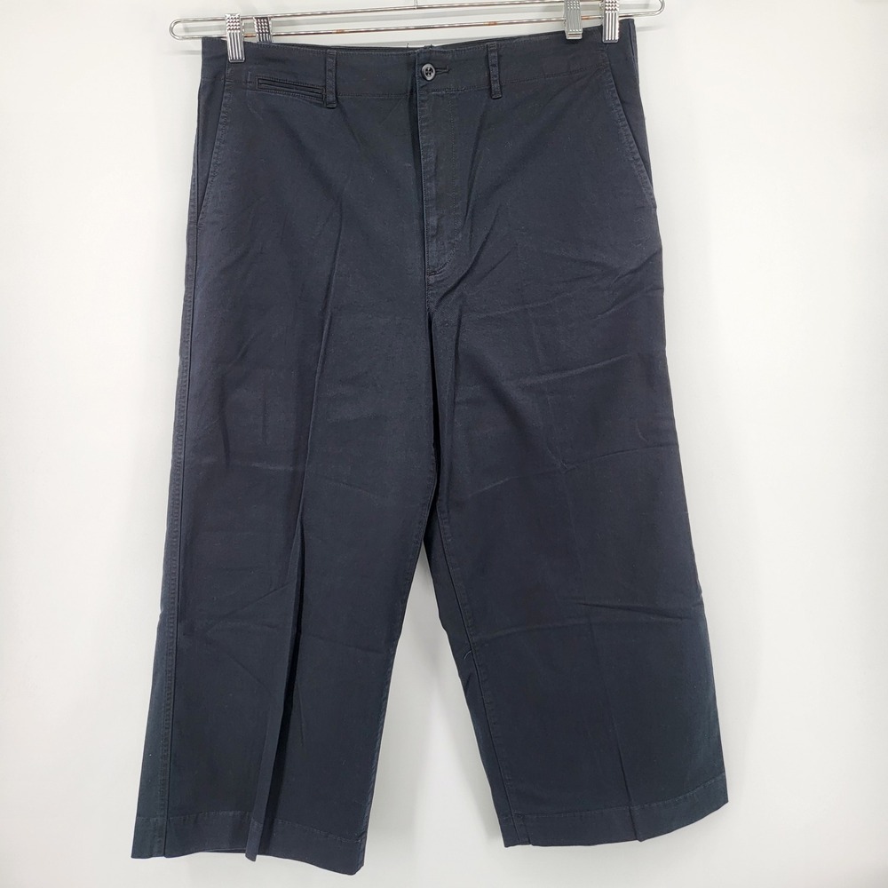 Ralph Lauren Women's Black Wide Leg Cropped Pants Size 16 Stretch Chino Classic